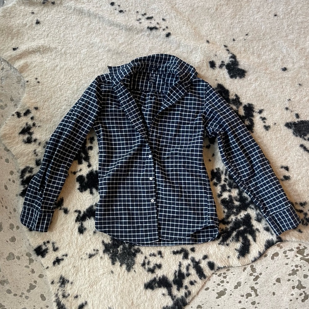 J Crew Gingham Plaid Button Down - image 1